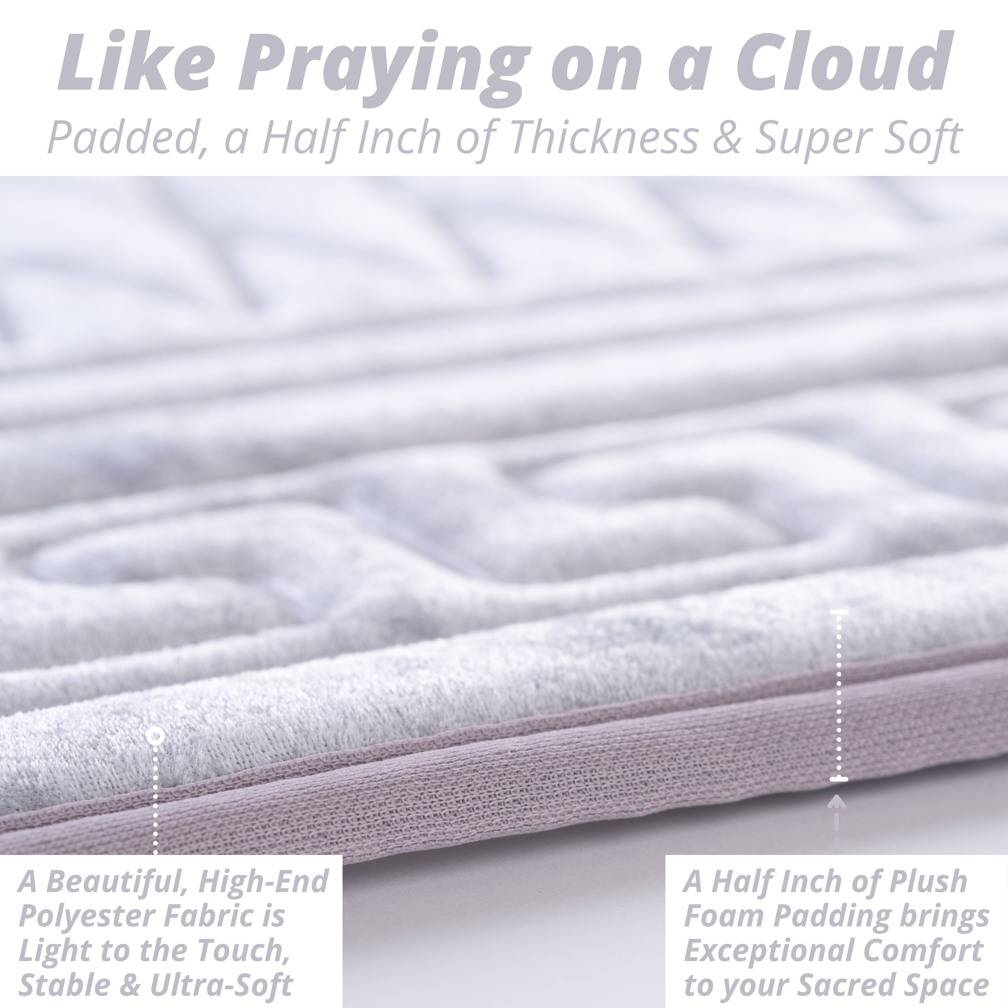 The Padded Prayer Rug in Sage Gray, with 0.5" of Ultra-Soft Thick Foam