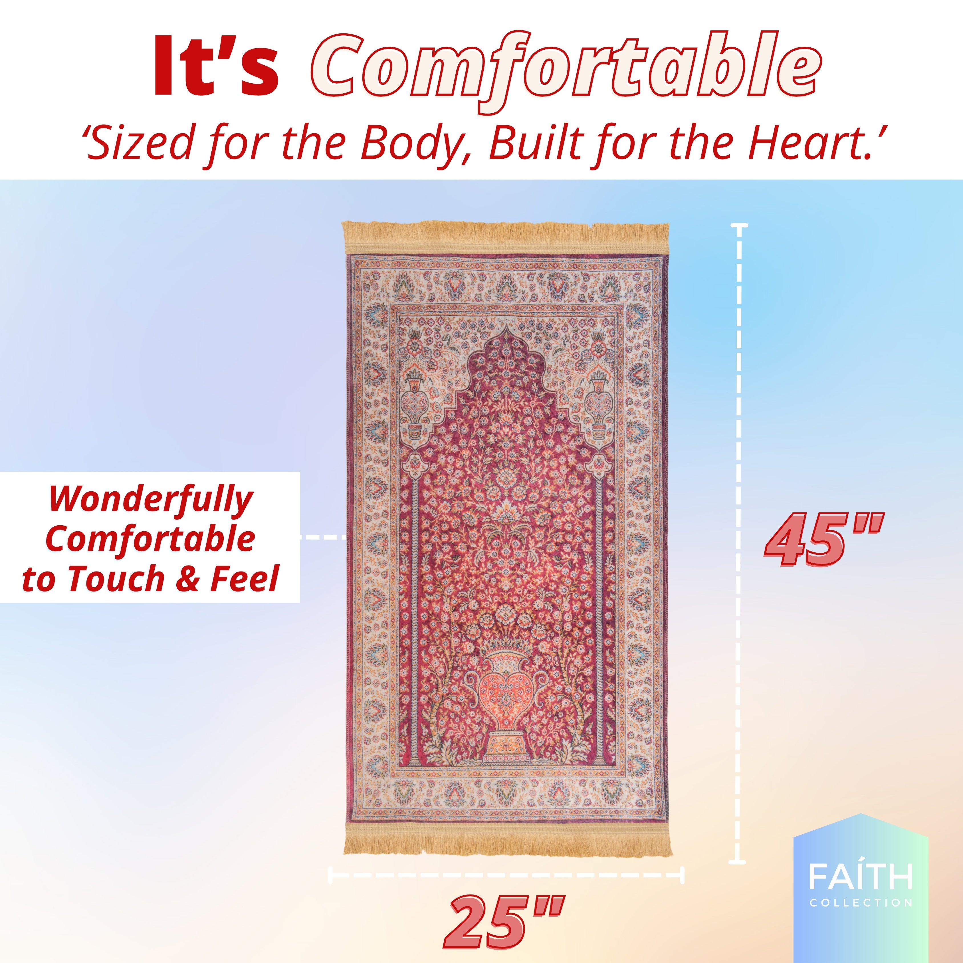 The Classics Prayer Mat in Ruby Red, Super Soft-Touch & Gift-Ready