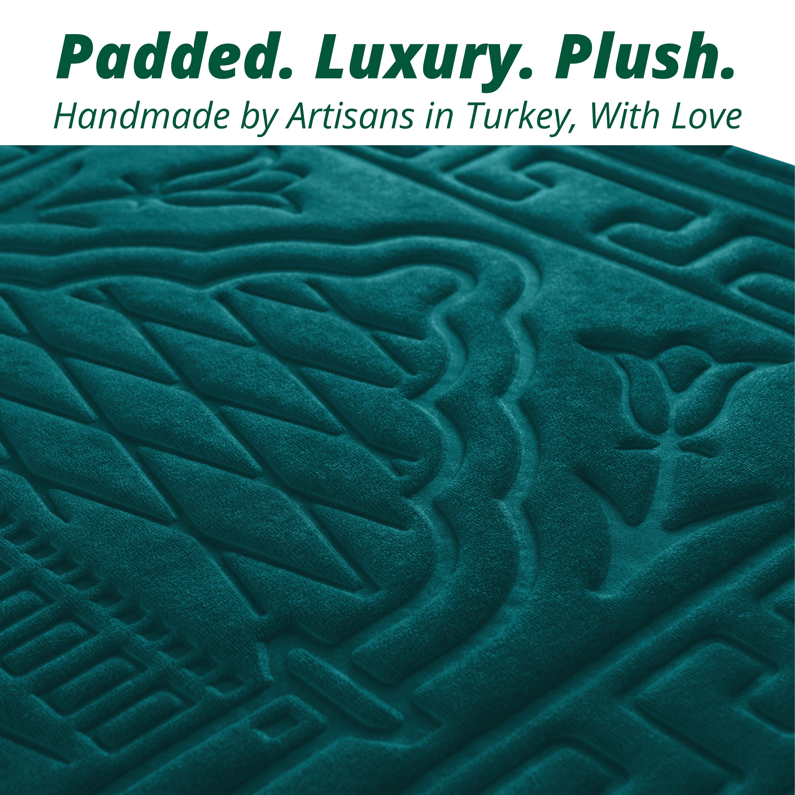 The Padded Prayer Rug in Paradise Green, with 0.5" of Ultra-Soft Thick Foam