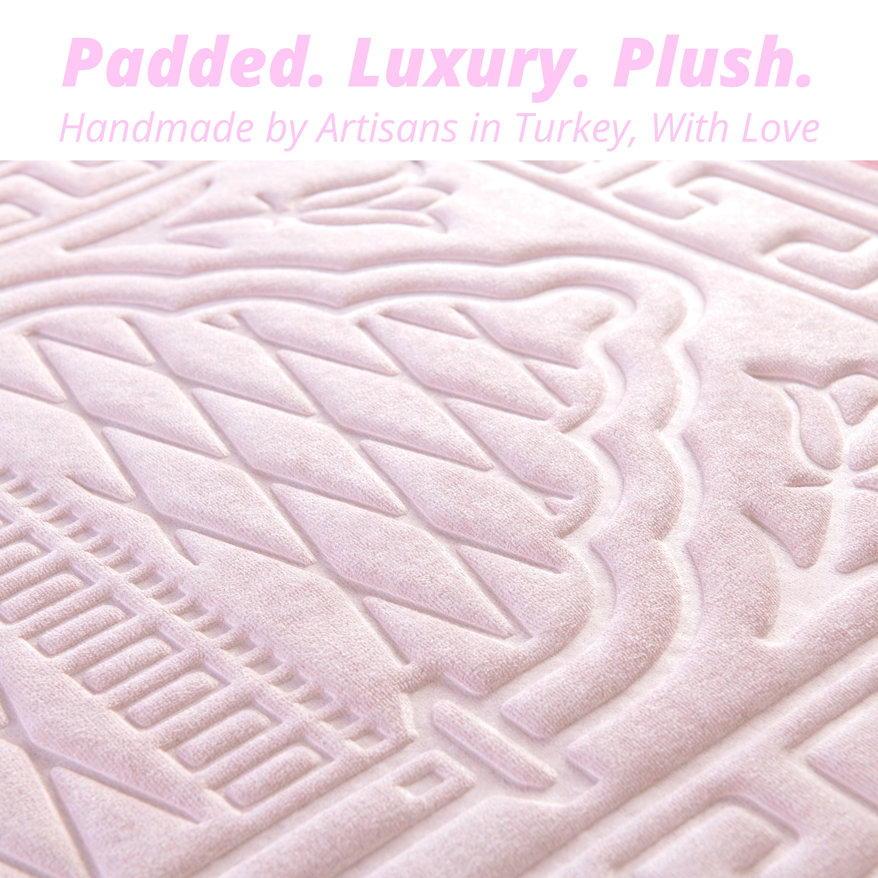 The Padded Prayer Rug in Powder Pink, with 0.5" of Ultra-Soft Thick Foam