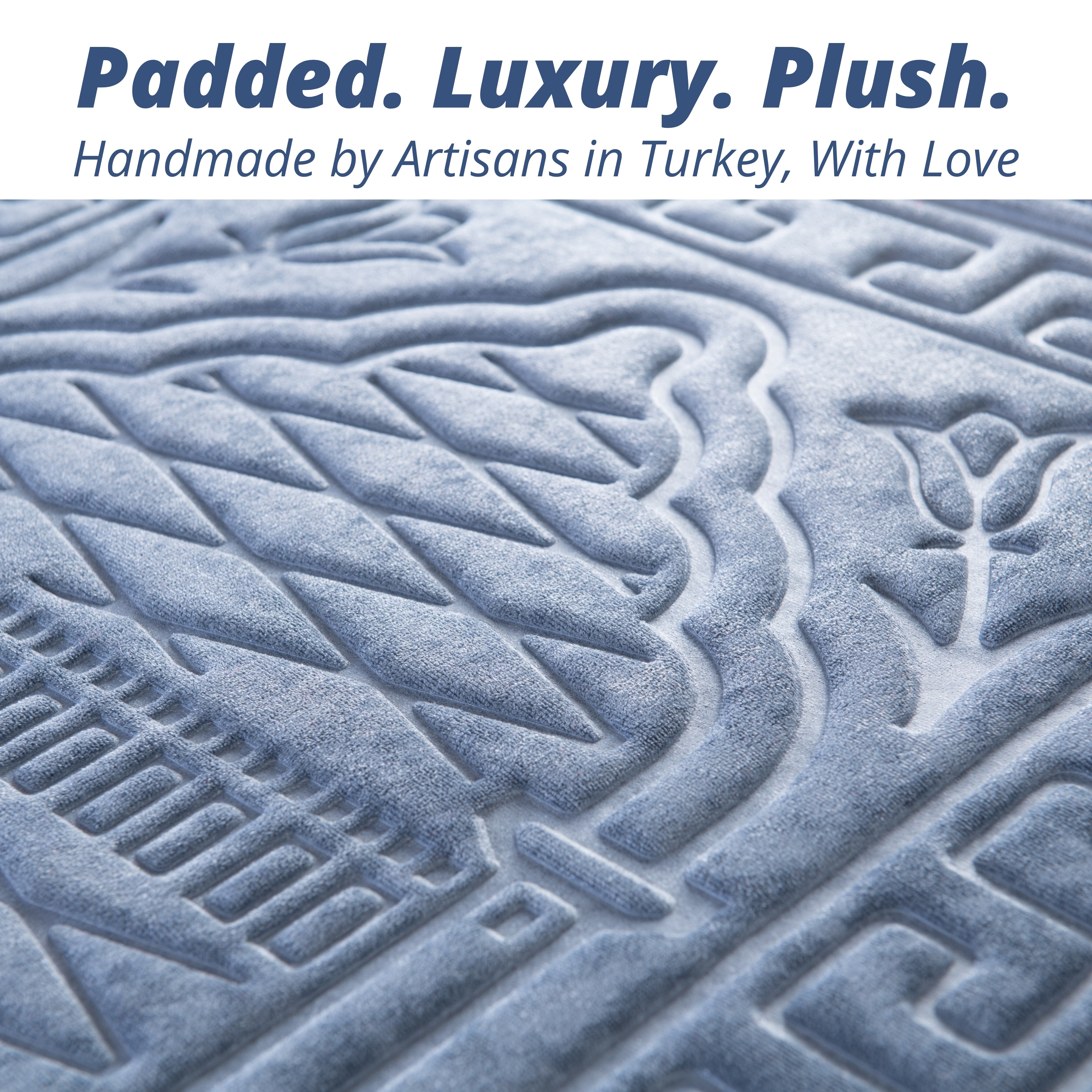 The Padded Prayer Rug in Pastel Indigo, with 0.5" of Ultra-Soft Thick Foam