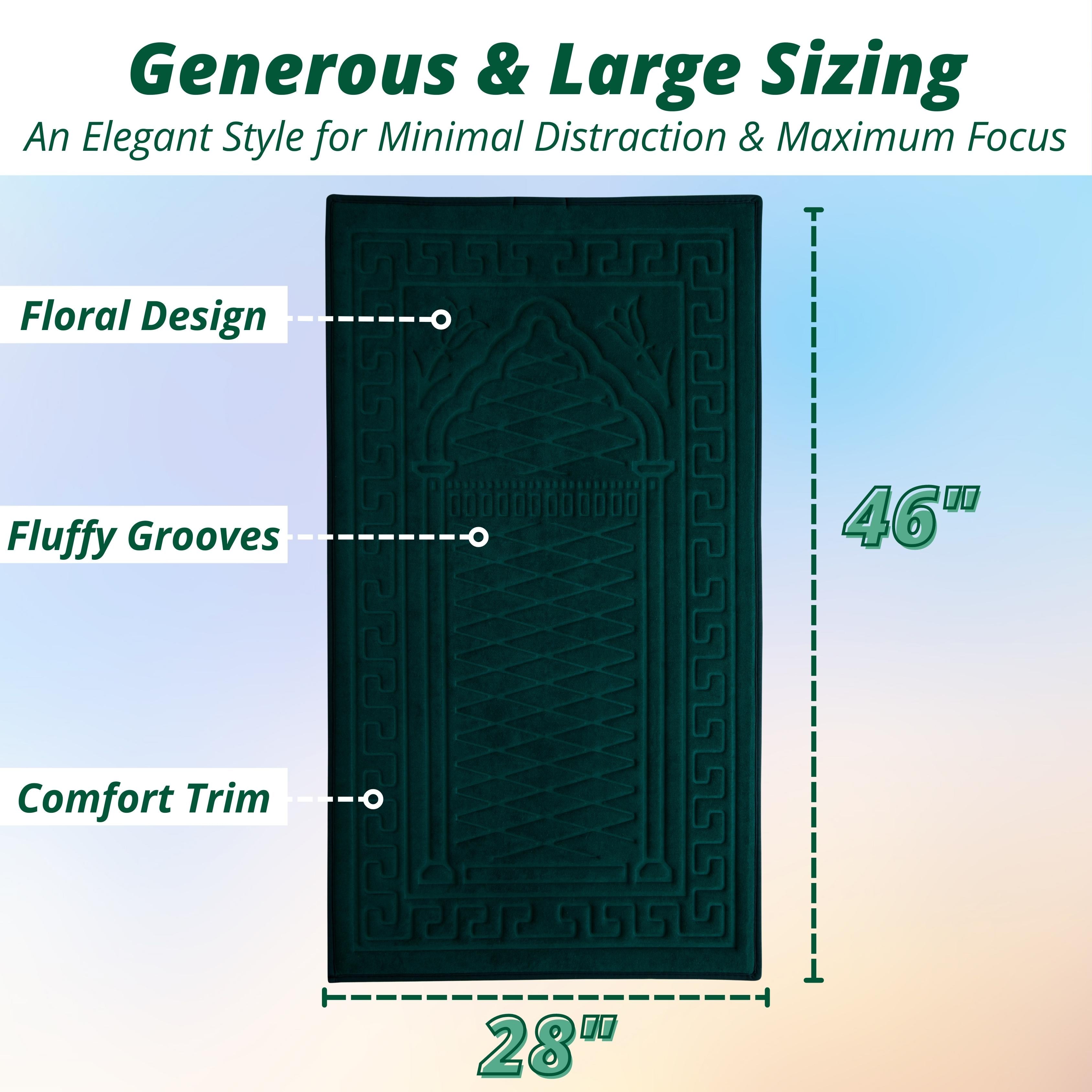 The Padded Prayer Rug in Paradise Green, with 0.5" of Ultra-Soft Thick Foam