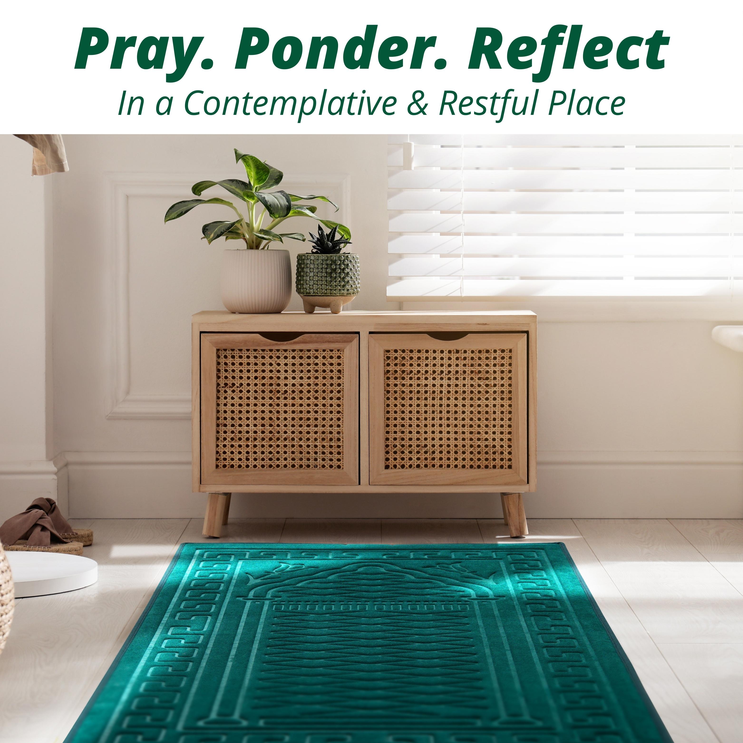 The Padded Prayer Rug in Paradise Green, with 0.5" of Ultra-Soft Thick Foam