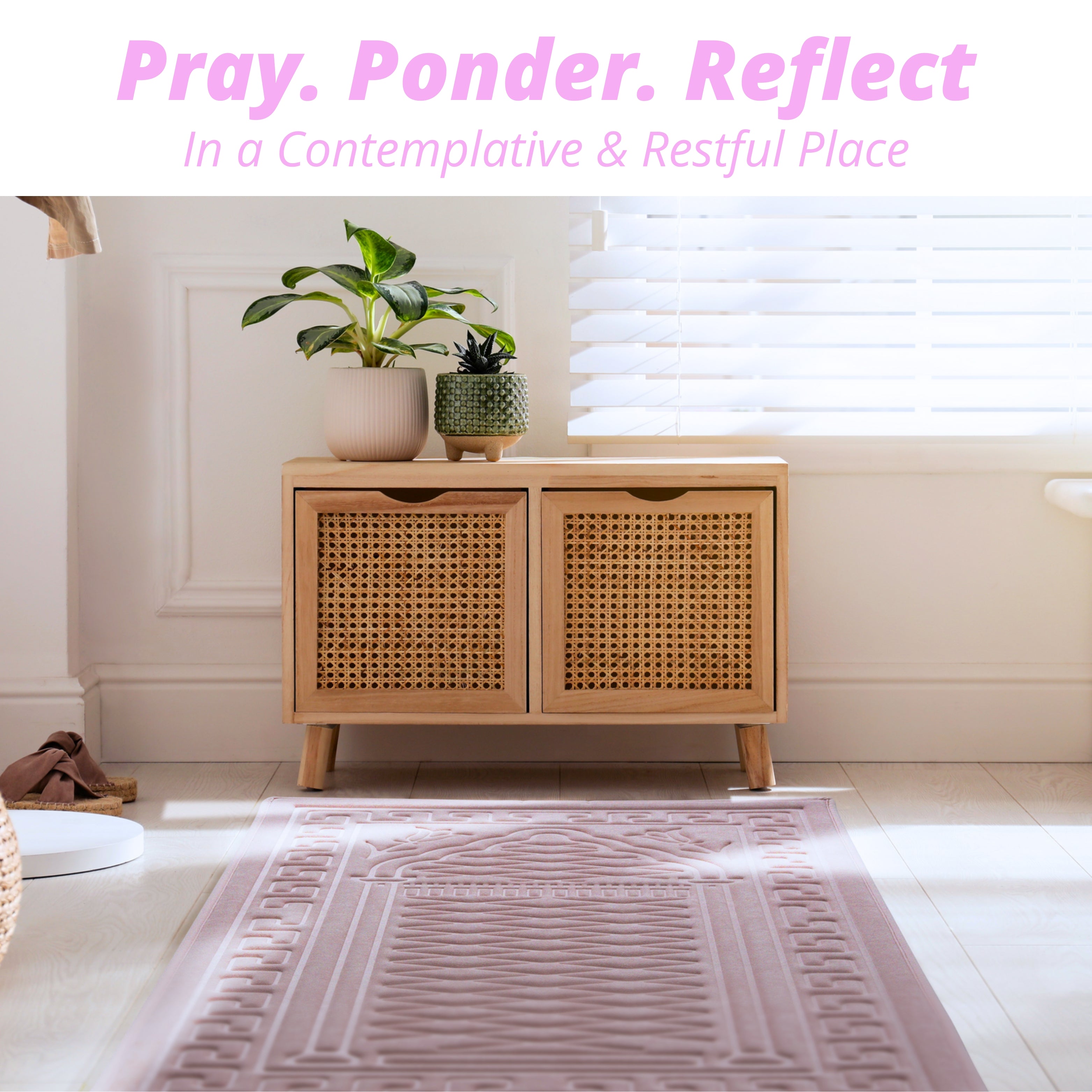 The Padded Prayer Rug in Powder Pink, with 0.5" of Ultra-Soft Thick Foam