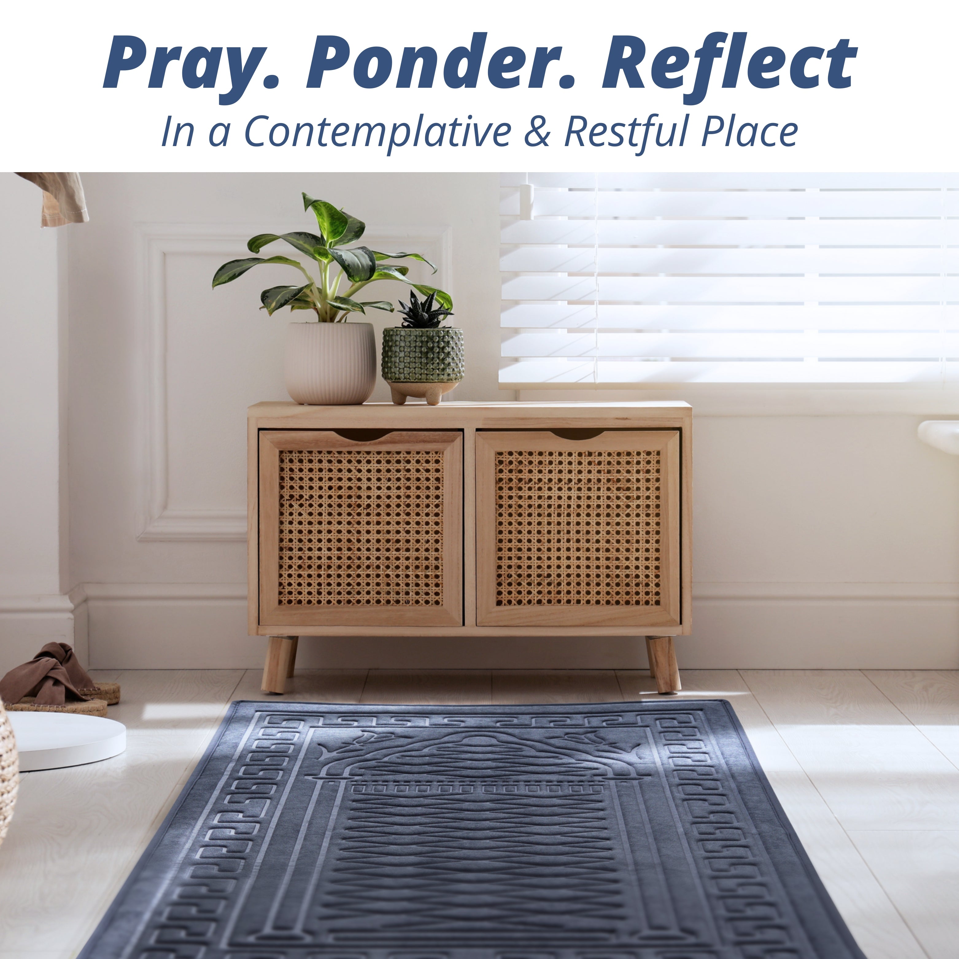 The Padded Prayer Rug in Pastel Indigo, with 0.5" of Ultra-Soft Thick Foam