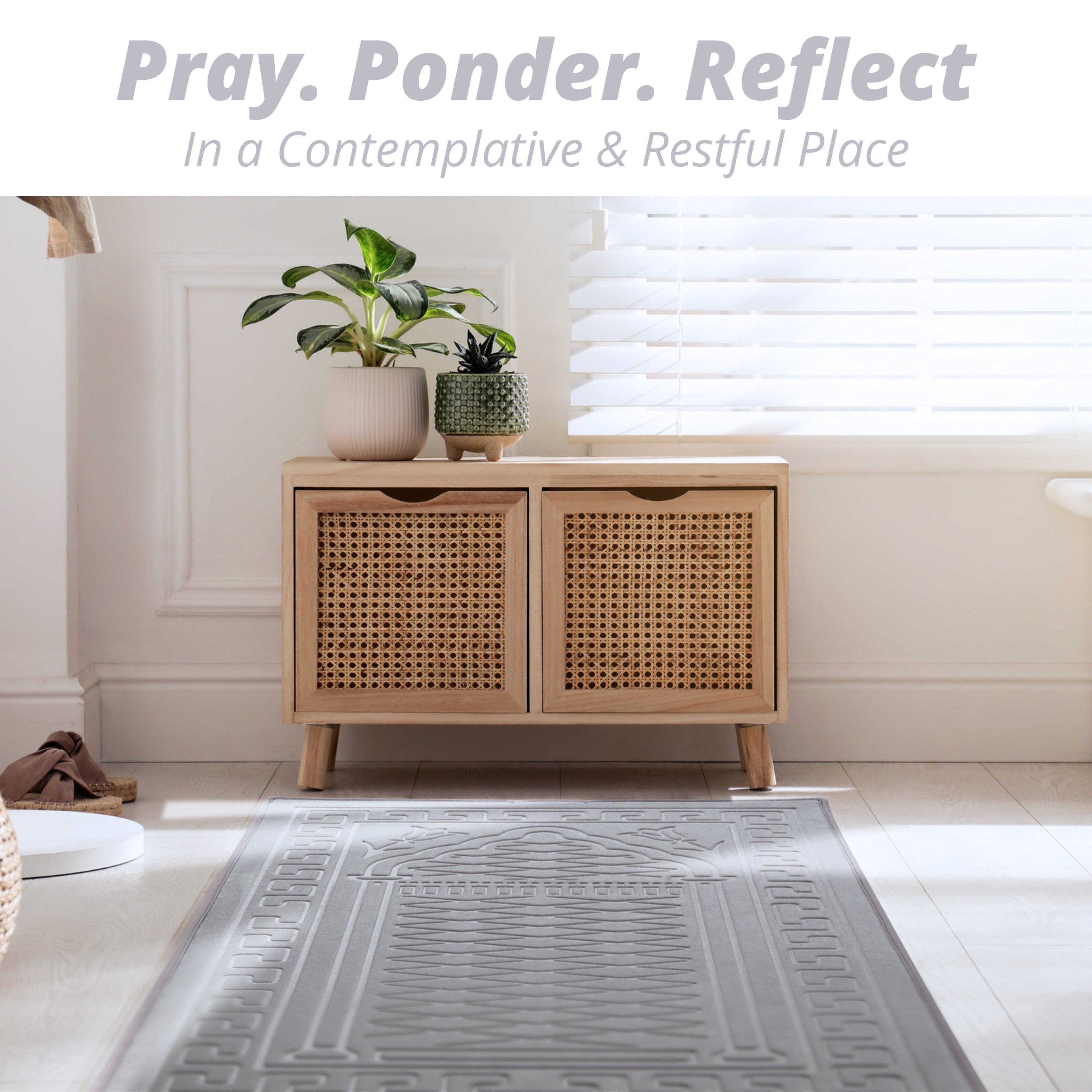 The Padded Prayer Rug in Sage Gray, with 0.5" of Ultra-Soft Thick Foam