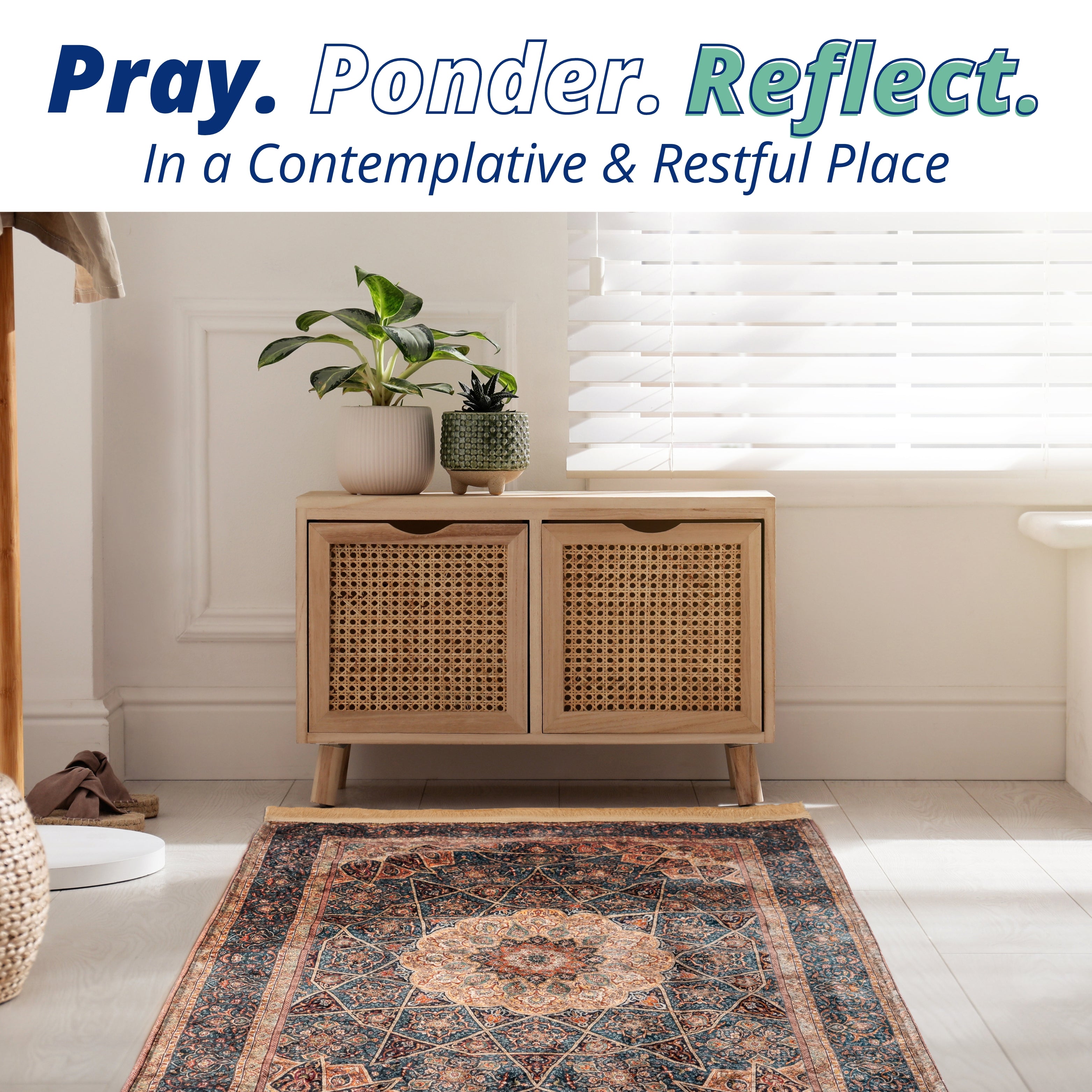 The Classics Prayer Mat in Geometric Starry Blue, Super Soft-Touch & Gift-Ready